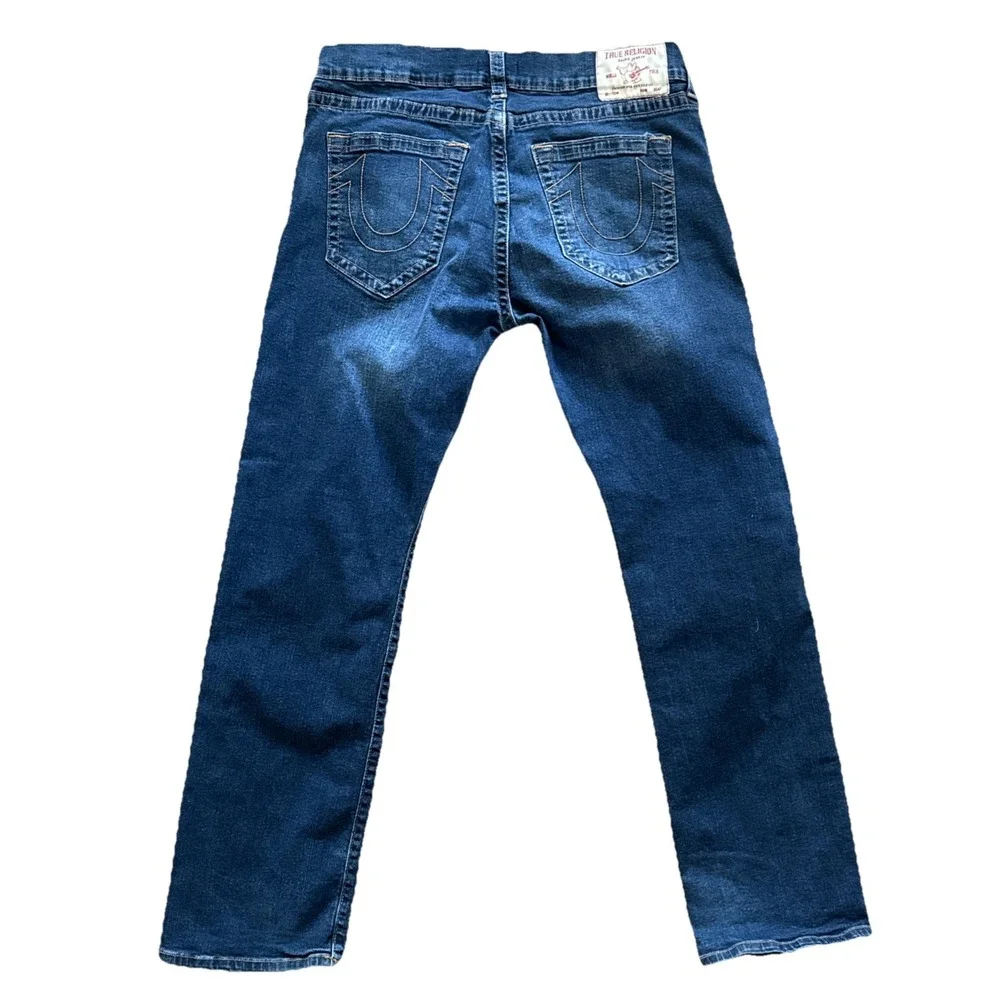 True Religion Ricky Jeans Men 36x31 Dark Wash Blue Relaxed Straight Stretch